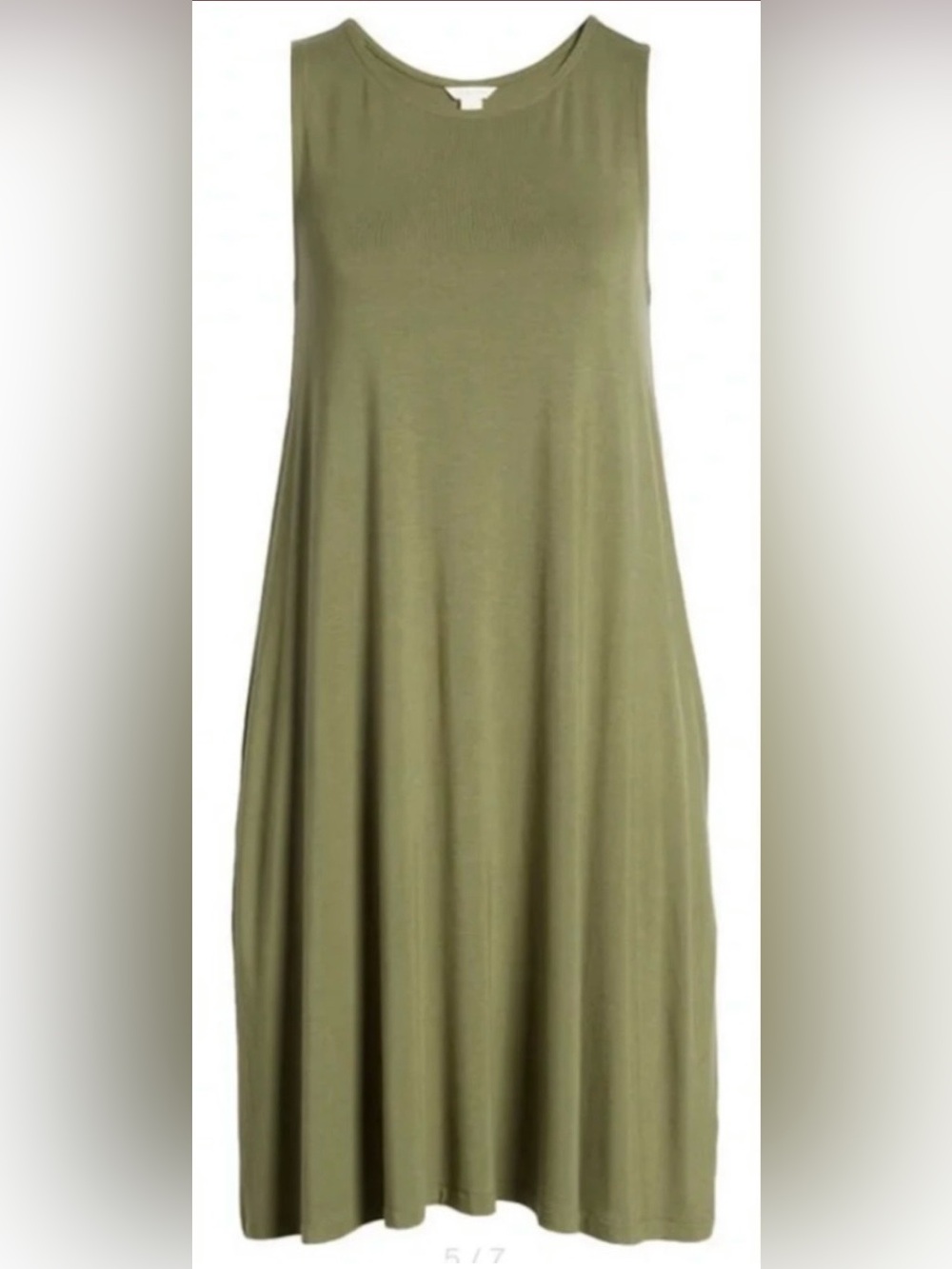 Caslon 2X Olive Green Sleeveless Swing Dress with Pockets